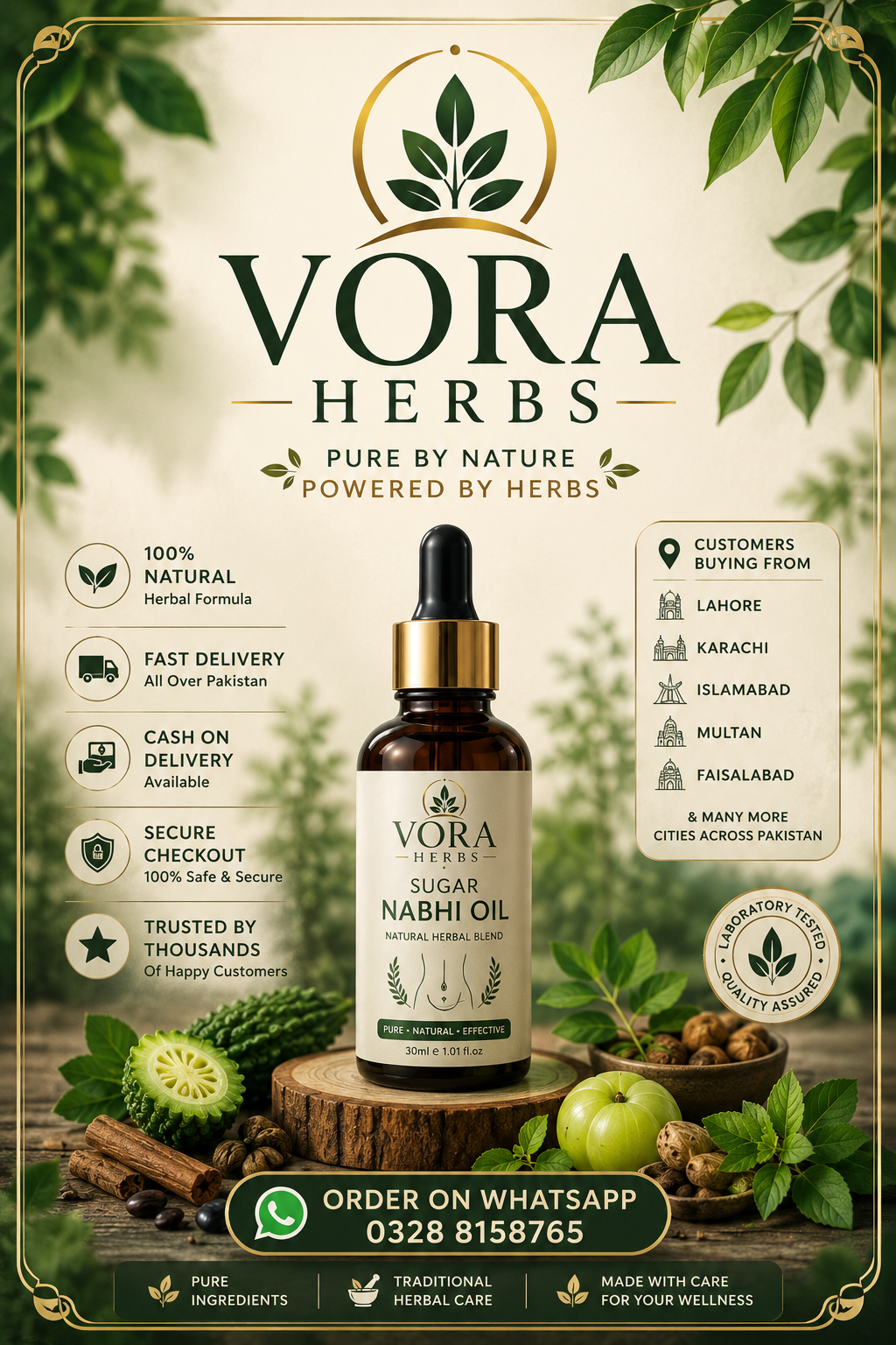 VORA HERBS Sugar Balance Nabhi Oil | Premium Herbal Wellness Blend | 30ml