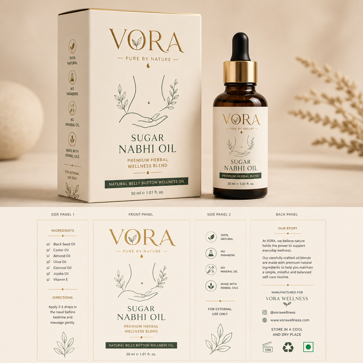 VORA HERBS Sugar Balance Nabhi Oil | Premium Herbal Wellness Blend | 30ml