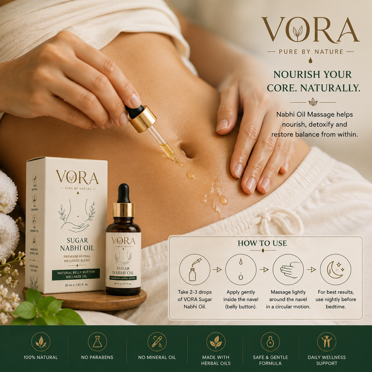 VORA HERBS Sugar Balance Nabhi Oil | Premium Herbal Wellness Blend | 30ml